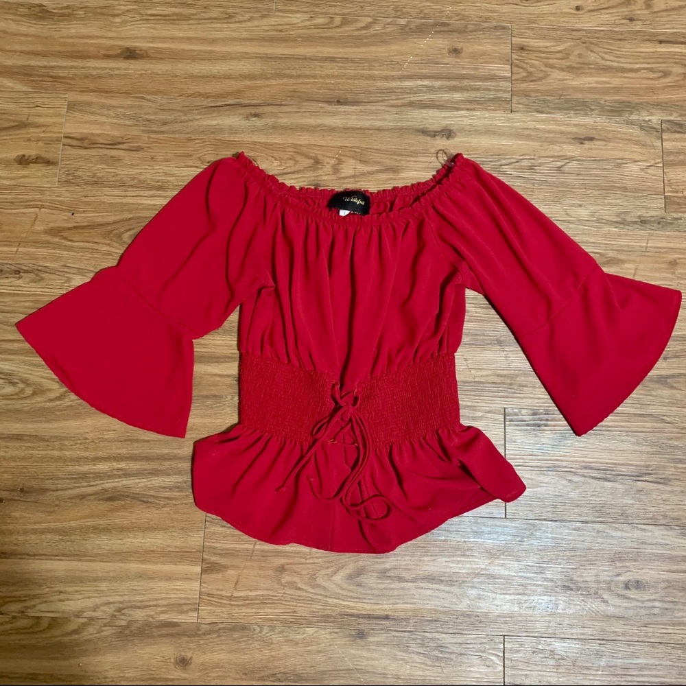‼️SOLD‼️Wishful Park Red Off The Shoulder Top